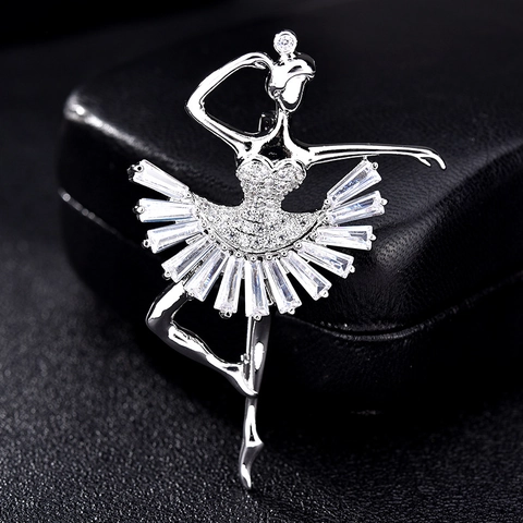Elegante Spilla Ballerina in Rame e Zirconia per Donna Spilla da Bavero a Forma di Ragazza Angelo in Cristallo Scintillante