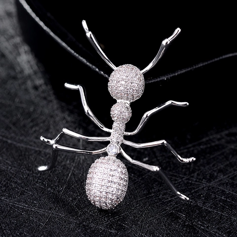Elegant Copper Zircon Ant Brooch Pin For Women Suit Coat Cardigan Accessory Animal Jewelry Sparkly Brooch Pin Gift