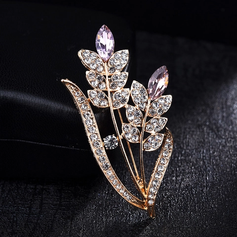 Spilla a Spiga di Grano in Lega Vintage Stile Coreano Per Donna Elegante Spilla da Bavero con Perle Artificiali e Strass Gioielli