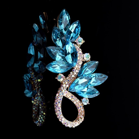 Luxuriöse Legierung Blatt Brosche Mit Glitzernden Strass Und Kristall Vintage Floral Reversnadel Für Damen Mode Schmuck Zubehör