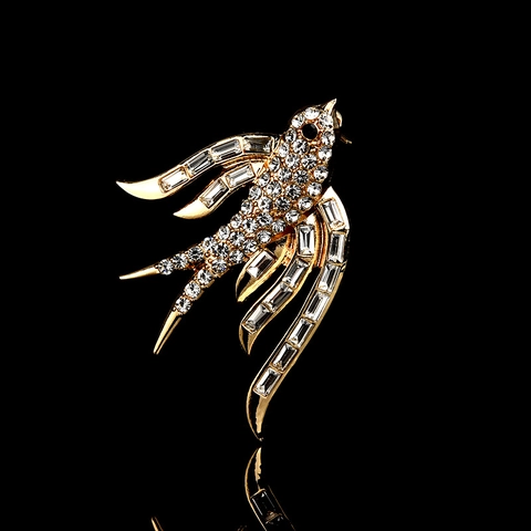 Vintage Legierung Strass Schwalbe Vogel Brosche Nadel Für Damen Vergoldet Elegant Tier Brustnadel Bekleidung Accessoires Mode Schmuck Geschenk