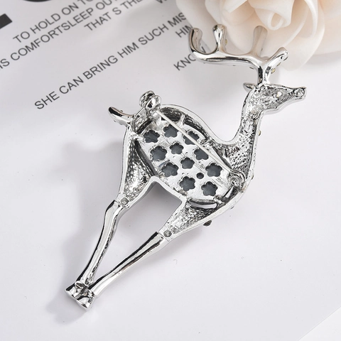 Broche Cerf en Alliage de Mode pour Femmes Élégante Épingle de Revers de Renne d'animal en Strass pour Accessoire de Robe Cadeau