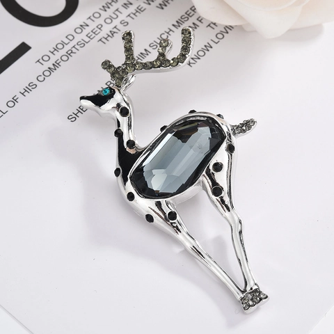 Broche Cerf en Alliage de Mode pour Femmes Élégante Épingle de Revers de Renne d'animal en Strass pour Accessoire de Robe Cadeau