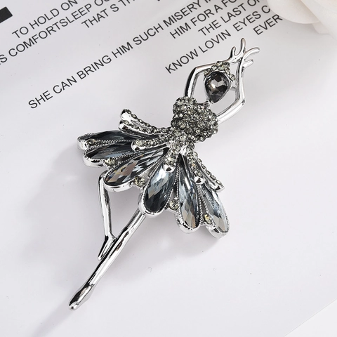 Elegante Spilla Ragazza Ballerina in Lega per Donna con Strass Scintillanti e Cristalli Incastonati Spilla da Risvolto Gioielli di Moda