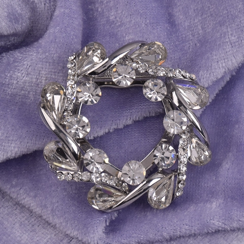 Elegante Spilla A Corona Di Fiori In Cristallo Lega Strass Fibbia Per Sciarpa Per Donna Matrimonio Festa Gioielli