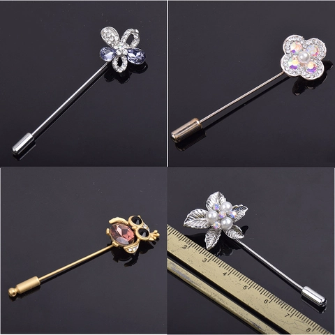 Elegante Spilla a Bastoncino in Lega di Strass Spilla da Revero a Ago Lungo per Donna Uomo Moda Fiore Animale Perla Abito Spille Gioielli