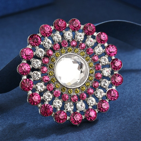 Elegante Spilla in Lega Stile Coreano con Girasole e Strass per Donna Moda Colorato Floreale Spilla per Cappotto Vestito Gioielli
