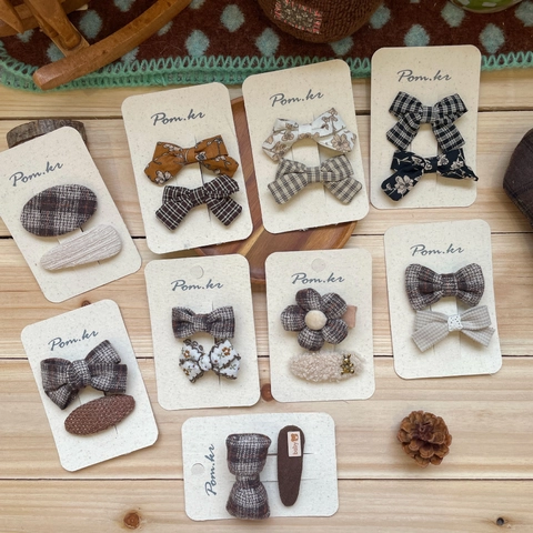Handmade Fabric Hair Clips Plaid Floral Bow Design For Girls Sweet Vintage Style Hairpin Accessories Kids Toddler Hair Decoration Boutique Hairpins