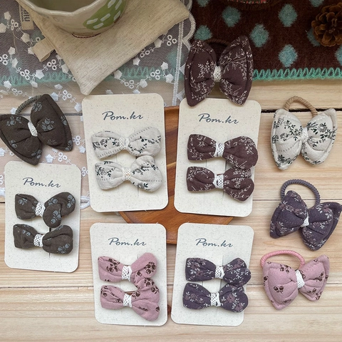 Pinzas para el Cabello con Lazo Floral para Niñas Coleteros de Tela Encaje Dulce Vintage Pastoral Accesorios para el Cabello Diario