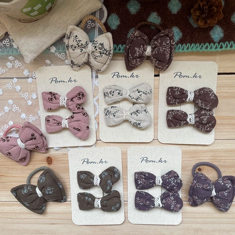 Pinzas para el Cabello con Lazo Floral para Niñas Coleteros de Tela Encaje Dulce Vintage Pastoral Accesorios para el Cabello Diario