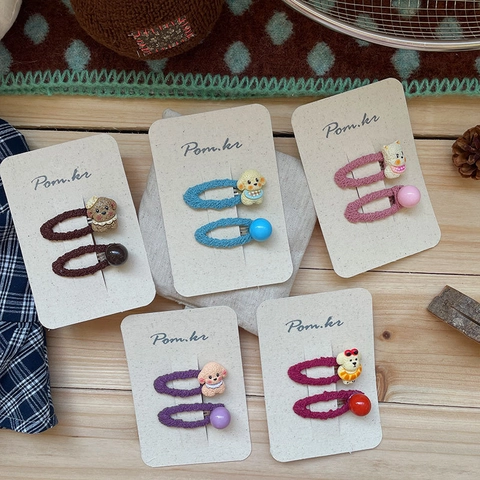 Lindas Pinzas Para El Pelo De Tela De Perro Ganchillo Hechas A Mano Horquillas De Cachorro Animal Clips Para Niñas Regalo