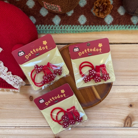 Collection Accessoires Cheveux Enfants Pois Rouges Cœur Étoile Rond Pinces en Tissu Fait Main Élastiques pour Filles Quotidien