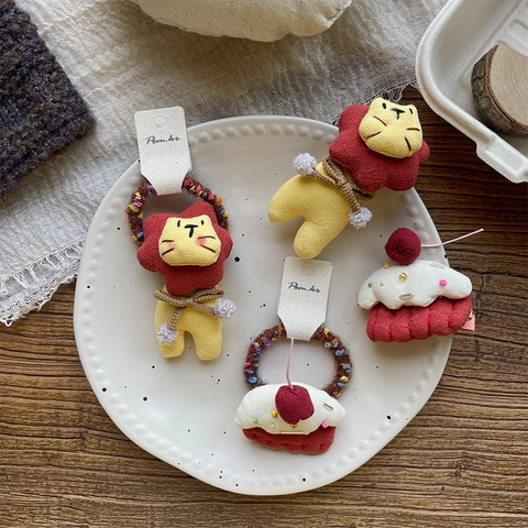 Fermagli Per Capelli E Elastici In Tessuto Fatti A Mano Per Bambini Accessori Per Capelli A Forma Di Leone E Torta Per Ragazze