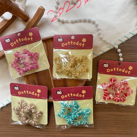 Fermagli per Capelli a Stella in Peluche Tessuto a Maglia Pentagramma Forcine per Capelli Carino Dolce Clip Laterali Accessori per Capelli per Bambini Ragazze Uso Quotidiano