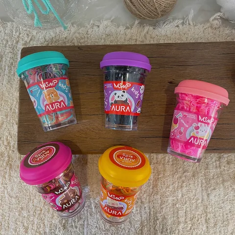 Korean Style Cute Candy Color Kids Hair Ties Disposable Elastic Rubber Bands In Mini Cup Bottle For Girls Hair Accessories