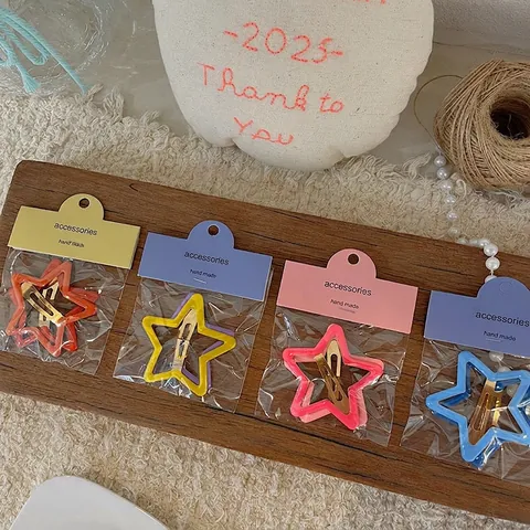 Dolci Fermagli per Capelli a Forma di Stella per Bambini Pentagramma Laccato Colorato in Plastica Lega Clip Laterale Ragazze