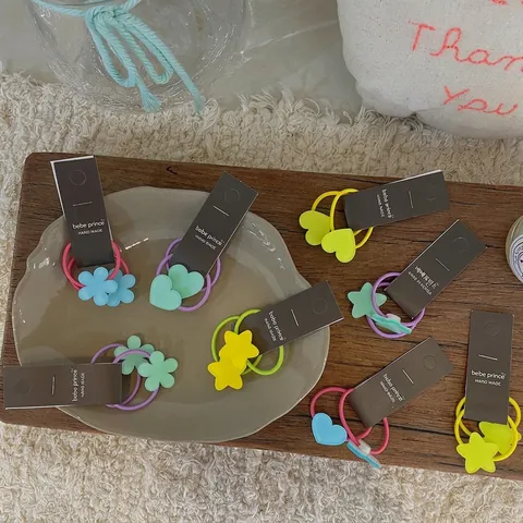 Haargummis Im Koreanischen Stil Für Kinder Stern Herz Elastische Harz Scrunchies Für Mädchen Süße Handgefertigte Pferdeschwanz Halter Haarschmuck