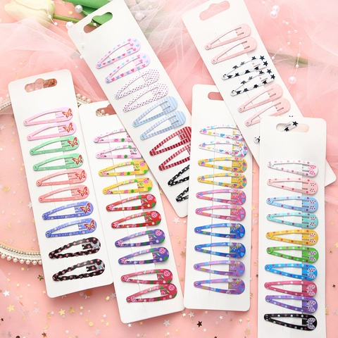Set di Fermagli per Capelli BB in Metallo Laccato per Bambine Motivo Animale Frutta Fiore Cuore Cartoni Animati Accessori per Capelli