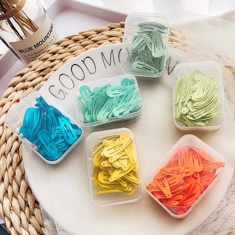 Kids Cute Candy Color Painted Metal Snap Hair Clips Water Drop Shape Girls Hair Accessories Daily Decorative Barrettes