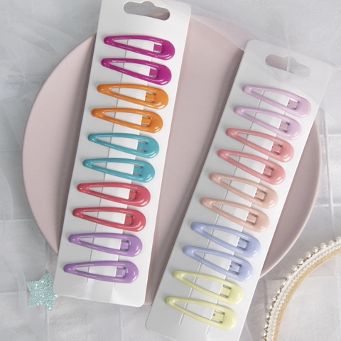 Macaron Candy Color Metal Snap Hair Clips For Kids Girls Drip Glue Alloy BB Clips Cute Colorful Hair Accessories For Toddlers