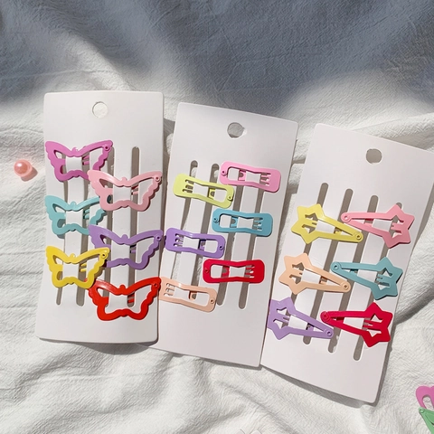 Simpatico Set Di Fermagli Per Capelli Cartone Animato Colore Macaron Per Bambini Ragazze Lega Lacca Frutta Fiore Stella Accessori Per Capelli