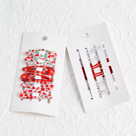 Koreanischer Stil Frucht Druck Epoxid BB Clips Rot Weiß Kirsch Apfel Blumenmuster Metall Haarspangen Für Kinder Mädchen