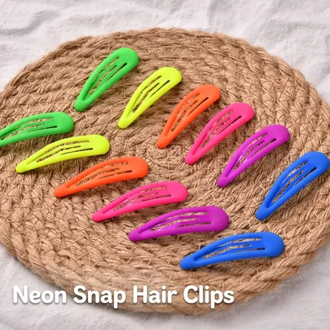 Neon Water Drop Hair Clips Alloy Rubber Paint Matte Snap Hairpin Vibrant Candy Color Girls Hair Accessories Party Decor