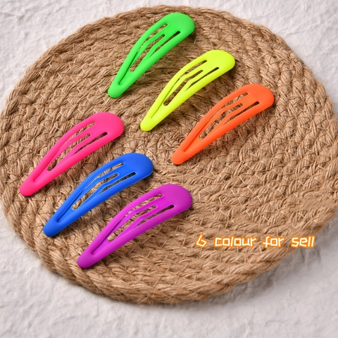 Pinzas para el Cabello de Metal Color Neón Pintura de Caucho Mate Clips BB Gota para Niños Niñas Accesorios de Moda