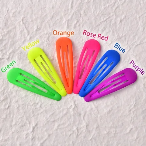 Pinzas para el Cabello de Metal Color Neón Pintura de Caucho Mate Clips BB Gota para Niños Niñas Accesorios de Moda