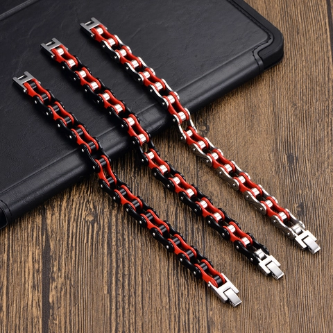 Stainless Steel Bicycle Chain Link Bracelet For Men Industrial Punk Mechanical Motorcycle Bangle Hip Hop Jewelry Gift Boyfriend