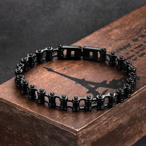 Hip Hop Mannen Roestvrij Staal Fietsketting Armband Punk Industriële Stijl Motorfiets Link Chain Armband Voor Unisex Sieraden