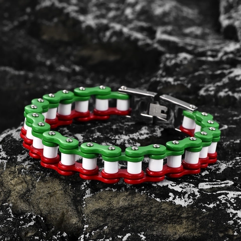 Men's Punk Stainless Steel Motorcycle Chain Bracelet Fashion Colorful Biker Link Chain Hand Jewelry Geometric Bracelet