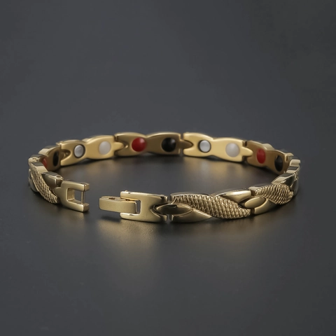 Men's Stainless Steel Magnetic Therapy Bracelet Two-Tone Gold Silver Snake Pattern Energy Health Link Bracelet Jewelry