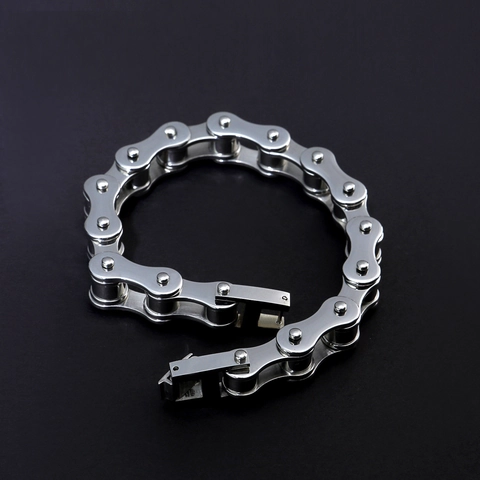 Men's Stainless Steel Motorcycle Chain Bracelet Punk Rock Industrial Style Biker Link Chain Bangle Silver Tone Jewelry