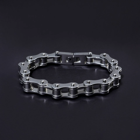 Men's Stainless Steel Motorcycle Chain Bracelet Punk Rock Industrial Style Biker Link Chain Bangle Silver Tone Jewelry