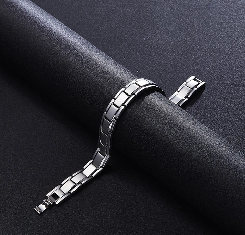 Men's Magnetic Stainless Steel Health Bracelet Bio Energy Therapy Link Wristband Fashion Two Tone Black Gold Plated Jewelry