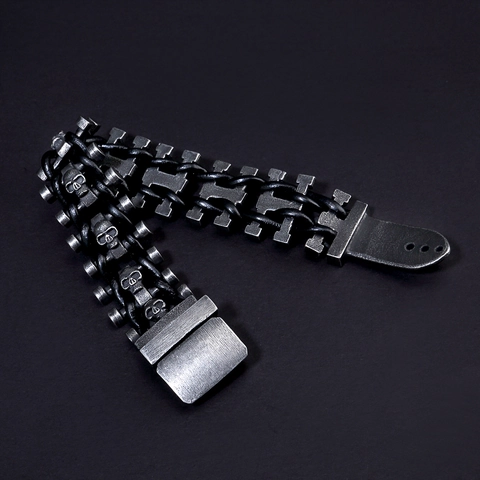 Bracelet Vintage Punk Crâne en Acier Inoxydable et Cuir de Vachette Tressé pour Hommes Style Gothique Industriel Bijoux
