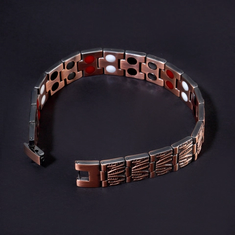 Vintage Rotkupfer Magnetarmband Für Herren Mit Baumrindenstruktur Therapie Biker Schmuck Geschenk