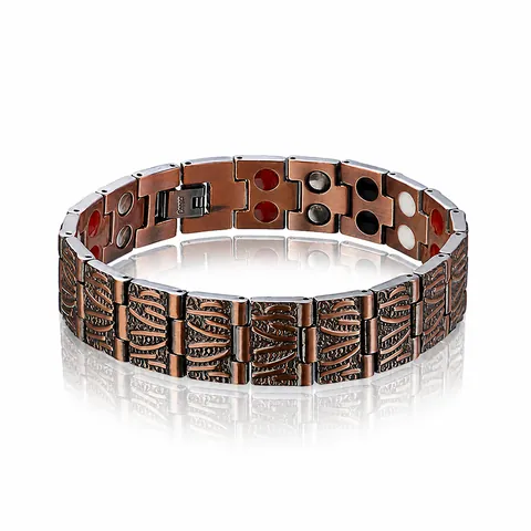 Vintage Rotkupfer Magnetarmband Für Herren Mit Baumrindenstruktur Therapie Biker Schmuck Geschenk