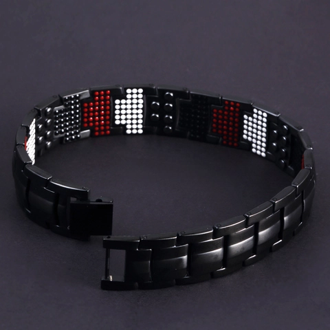Bracelet de Magnétothérapie en Titane Pur pour Hommes pour la Santé Bracelet Magnétique à Énergie Ionique Négative Bijoux de Bracelet Géométrique de Mode