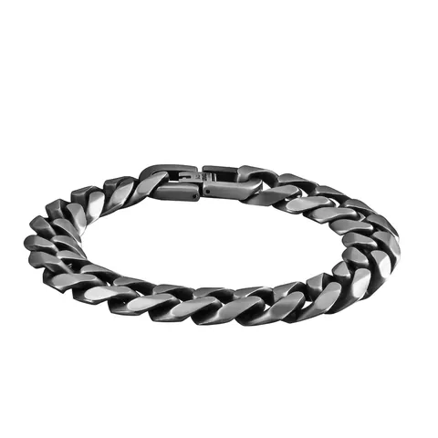 Vintage Herren Edelstahl Panzerkette Armband Matt Schwarz Industriel Punk Stil Schwere Metallkette Schmuck