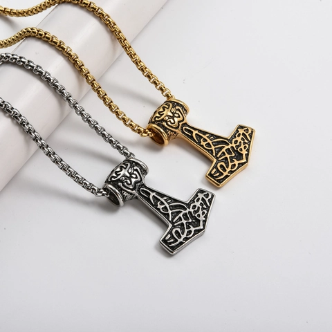 Viking Thor's Hammer Mjölnir Pendant For Men Stainless Steel Nordic Rune Necklace Pendant Without Chain Retro Jewelry Gift
