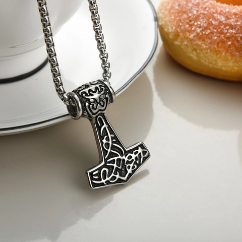 Viking Thor's Hammer Mjölnir Pendant For Men Stainless Steel Nordic Rune Necklace Pendant Without Chain Retro Jewelry Gift