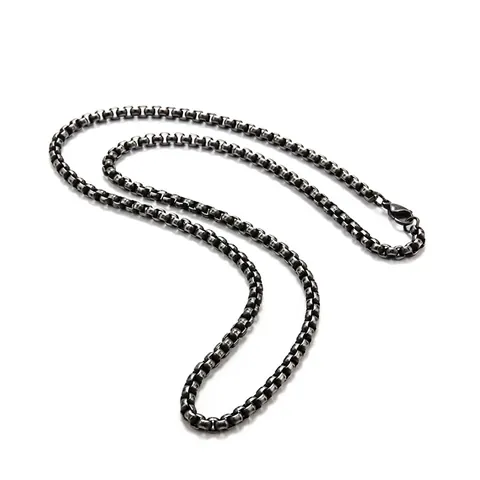 Collar de Cadena de Caja Vintage de Acero Inoxidable para Hombre Mujer Minimalista Punk Envejecido Joyería Retro Regalo