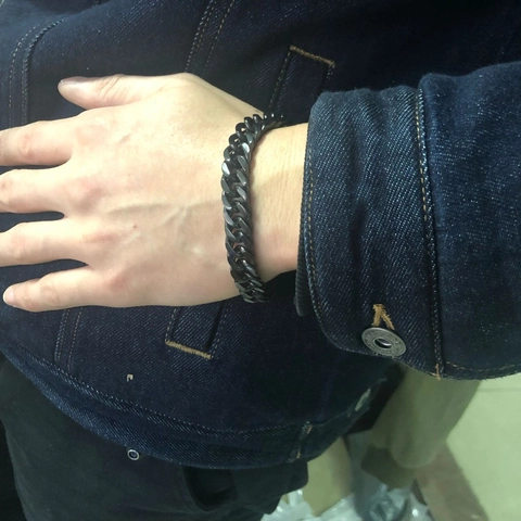 Herren Edelstahl Panzerarmband Schwarz Curb Chain Hip Hop Streetwear Mode Schmuck Zubehör Herren Ehemann Geschenk