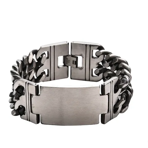 Vintage Herren Mattiert Doppelschichtig Titanstahl Armband Retro Gebürstet Edelstahl Panzerkette Biker Schmuck Geschenk