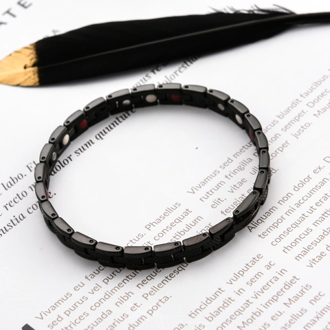 Stainless Steel Magnetic Therapy Bracelet Men Women Health Energy Magnet Grid Texture Chain Bracelet Polished Jewelry