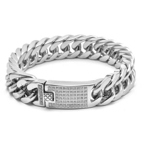 Herren Edelstahl Panzerkette Armband Hip Hop Iced Out Zirkonia Geometrisch Modeschmuck Streetwear Geschenk
