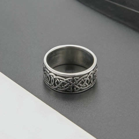 Bague Viking Nœud Celtique en Acier Inoxydable Vintage pour Hommes Bague Totem Rétro Punk Bijoux de Doigt Accessoire