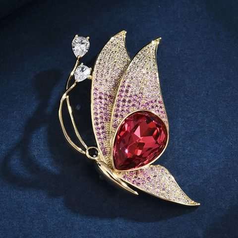 Elegante Spilla a Farfalla in Rame con Zirconia per Donna Spilla per Corsetto in Strass di Alta Qualità Gioielli da Matrimonio Festa
